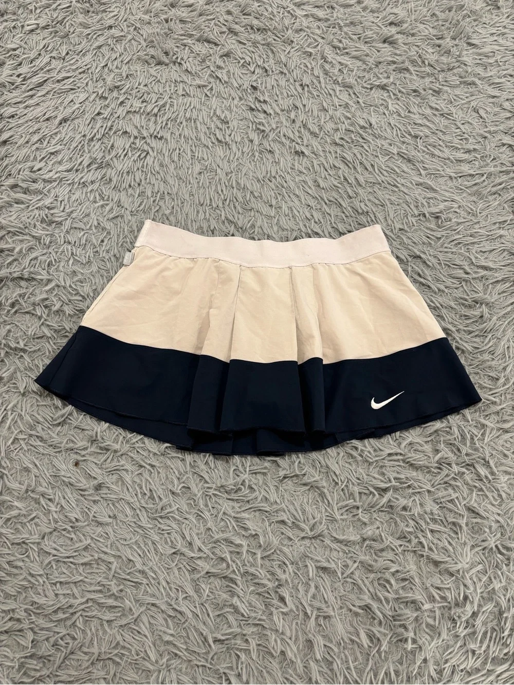 Nike Court Dri-Fit Women’s Cream Navy Pleated Tennis Skort Golf Pickleball Large